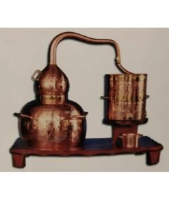 ALAMBIQUE DE COBRE 5 LITROS CON BASE DE MADERA