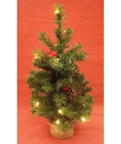 ÁRBOL DE NAVIDAD DECORACÍON PIÑAS Y BOLITAS ROJAS 15 LEDS