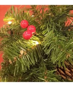 ÁRBOL DE NAVIDAD DECORACÍON PIÑAS Y BOLITAS ROJAS 15 LEDS -Bazar Casa Sole arbol de navidad decoracion pinas y bolitas rojas 15 leds 3