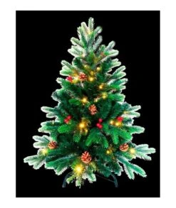 ÁRBOL DE NAVIDAD DECORACÍON PIÑAS Y BOLITAS ROJAS 45 LEDS