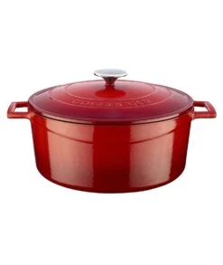 CAZUELA HIERRO FUNDIDO LAVA 32CM ROJO -Bazar Casa Sole cazuela hierro fundido lava 32cm rojo 3