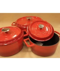 CAZUELA HIERRO FUNDIDO LAVA 32CM ROJO -Bazar Casa Sole cazuela hierro fundido lava 32cm rojo 4