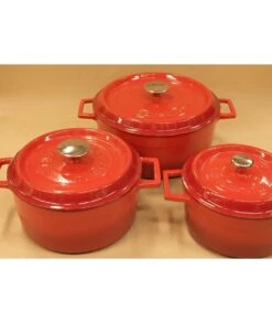 CAZUELA HIERRO FUNDIDO LAVA 32CM ROJO -Bazar Casa Sole cazuela hierro fundido lava 32cm rojo 6