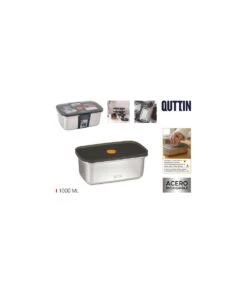 FIAMBRERA INOX HERMÉTICA 1 LITRO QUTTIN BQ01032874838 -Bazar Casa Sole fiambrera inox hermetica 1 litro quttin bq01032874838 4