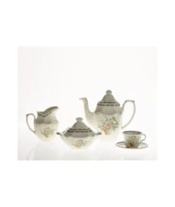 JUEGO DE CAFÉ 15 PIEZAS CANASTO FLORAL LA CARTUJA DE SEVILLA