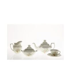 JUEGO DE TÉ 27 PIEZAS CANASTO FLORAL LA CARTUJA DE SEVILLA