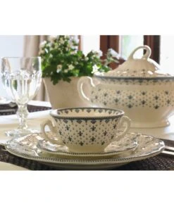 JUEGO DE TÉ 27 PIEZAS LA CARTUJA DE SEVILLA FLOR DE LIS AZUL -Bazar Casa Sole juego de te 27 piezas la cartuja de sevilla flor de lis azul 2