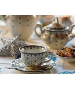 JUEGO DE TÉ 40 PIEZAS LA CARTUJA DE SEVILLA FLOR DE LIS AZUL