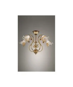 LÁMPARA BRONCE Y MURANO 5 BRAZOS ÁGATA FAGUERLAMP 561/5/C