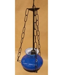 LÁMPARA QUINQUÉ FORJA AZUL -Bazar Casa Sole lampara quinque forja azul 2