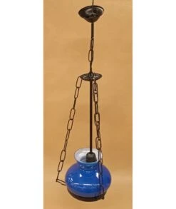 LÁMPARA QUINQUÉ FORJA AZUL -Bazar Casa Sole lampara quinque forja azul 3