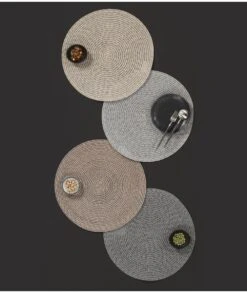 MANTEL REDONDO MELANGE GRIS ZICZAC ZZ0427