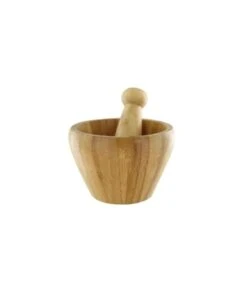 MORTERO DE MADERA BAMBÚ 12X8 CM