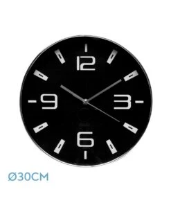 RELOJ DE PARED AROA PLATA/NEGRO 30D MOVIMIENTO CONTINUO