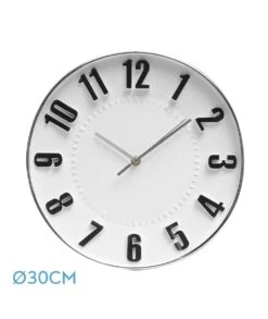 RELOJ DE PARED HORA PLATA 30D MOVIMIENTO CONTINUO