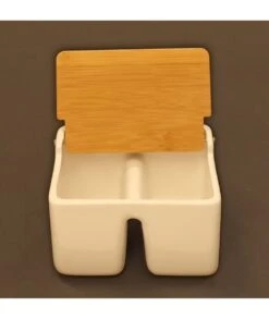 SALERO DOBLE CERAMICA+BAMBU IBILI 714950 -Bazar Casa Sole salero doble ceramicabambu ibili 714950 2