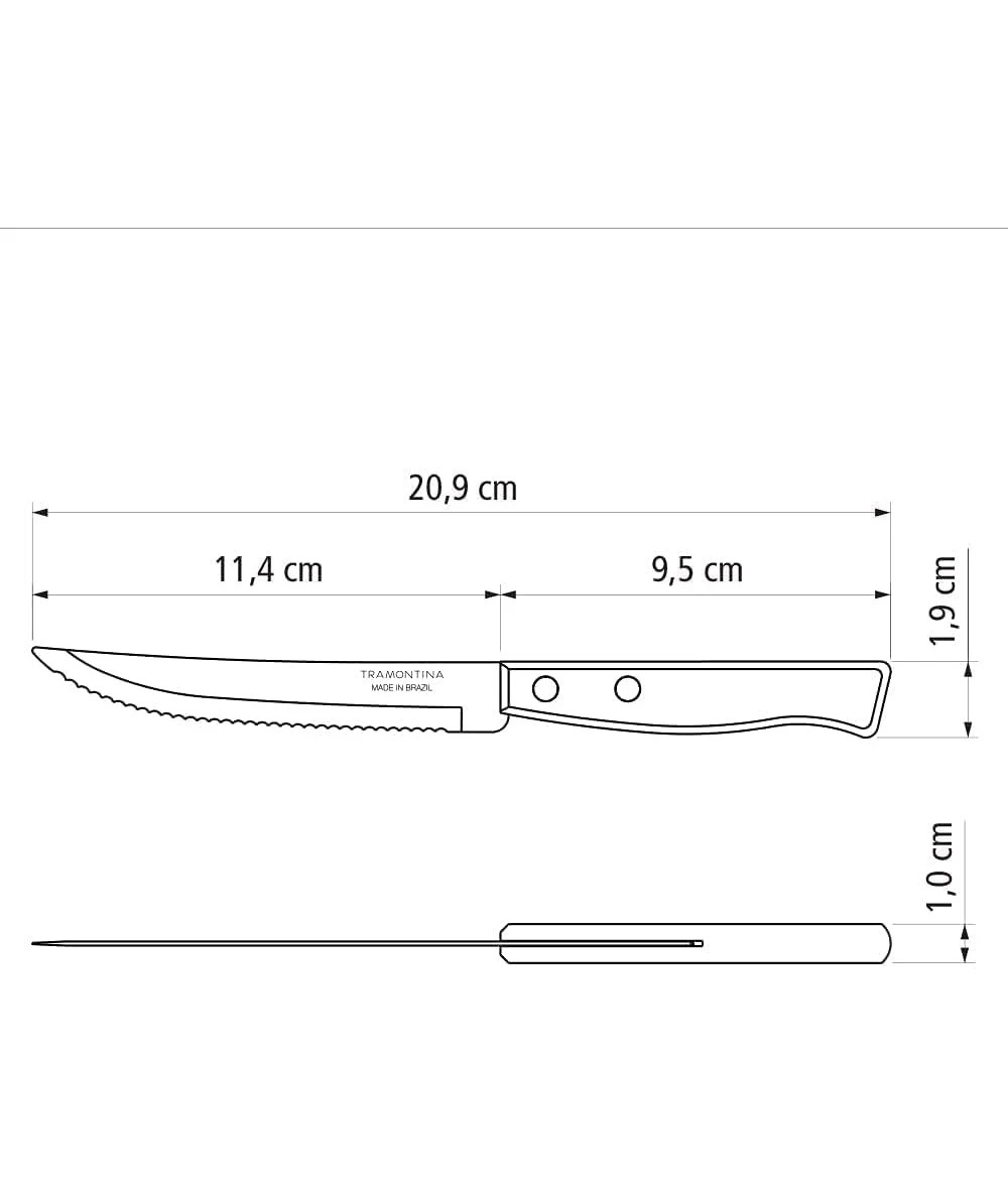 SET 3 CUCHILLOS CHULETERO TRAMONTINA 8 SET 3 CUCHILLOS CHULETERO TRAMONTINA - Imagen 8