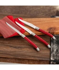 SET 6 CUCHILLOS LOU LAGUIOLE STEAK RUSTIC ROJO