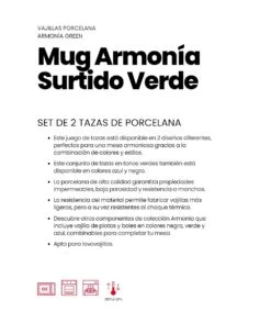 SET MUG ARMONIA VERDE 0,36 LITROS IBILI 692002 -Bazar Casa Sole set mug armonia verde 036 litros ibili 692002 2