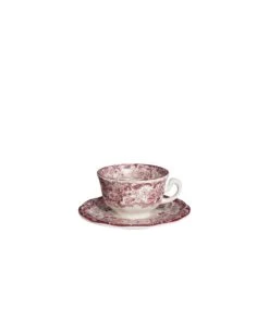 TAZA DE CAFÉ CON PLATO LA CARTUJA DE SEVILLA AURORA 202 ROSA