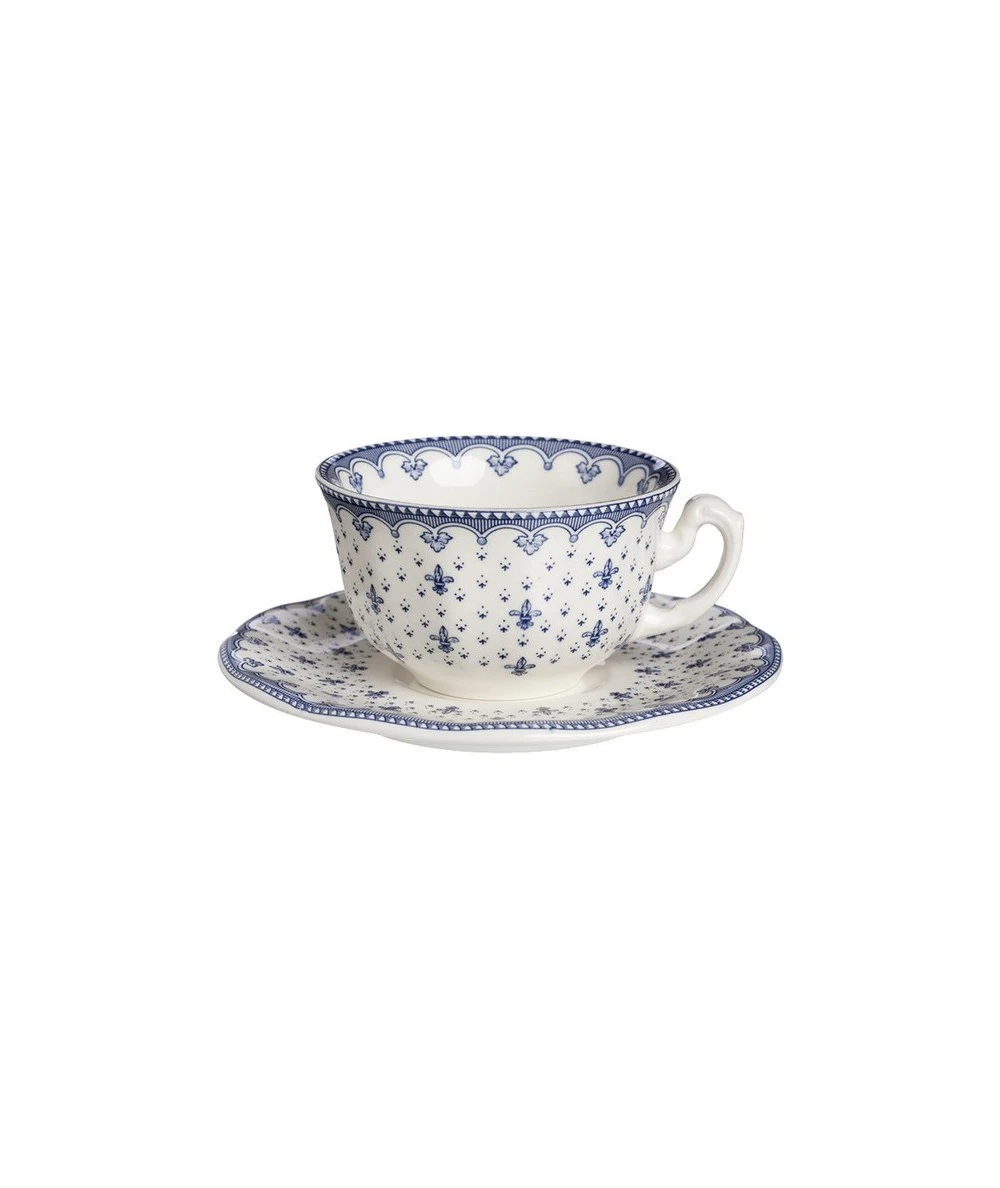 TAZA DE TE CON PLATO FLOR DE LIS AZUL 1 TAZA DE TE CON PLATO FLOR DE LIS AZUL