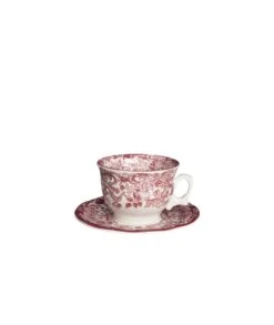 TAZA DE TÉ CON PLATO LA CARTUJA DE SEVILLA AURORA 202 ROSA